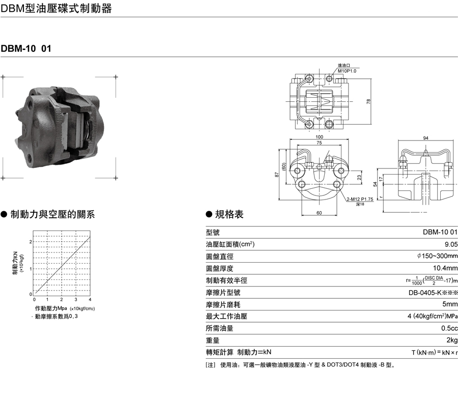 DBM1001型油压碟式制动器(图1)