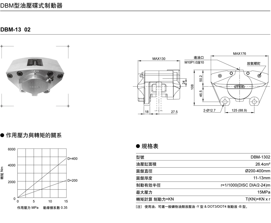 DBM1302型油压碟式制动器(图1)