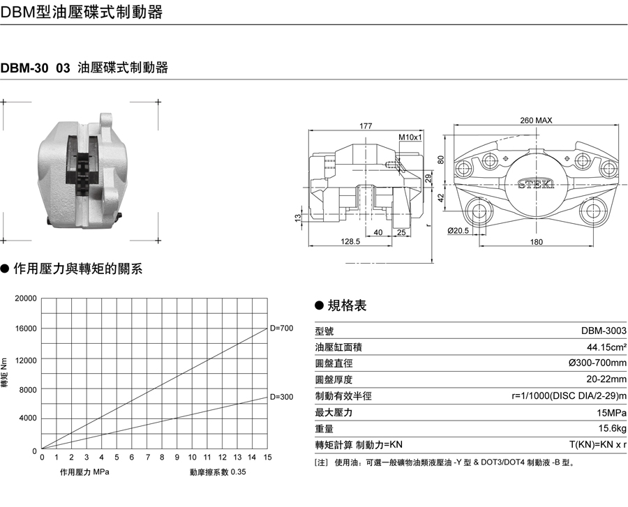 DBM3003型油压碟式制动器(图1)