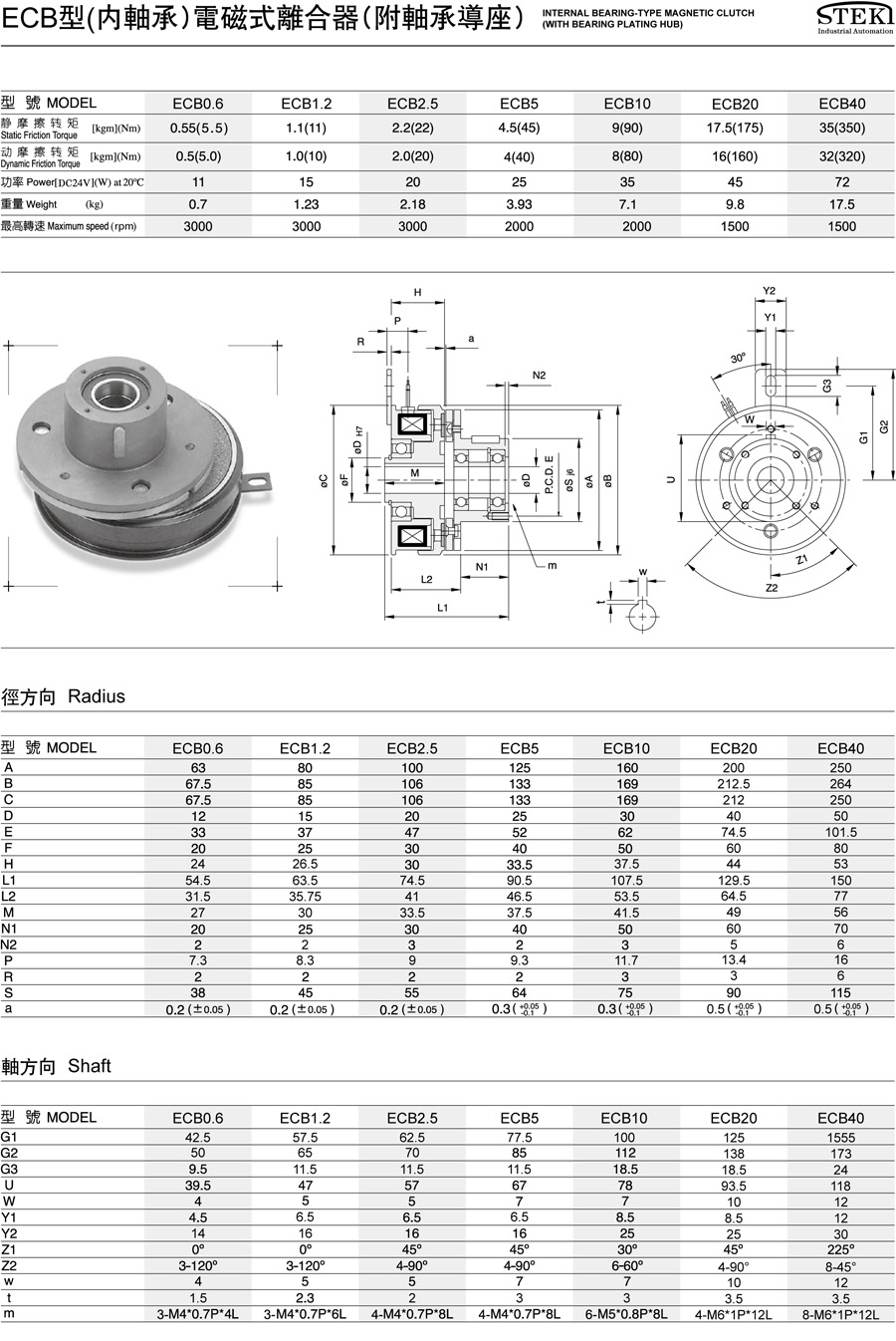 ECB型(内轴承)电磁式离合器(附轴承导座)(图1)