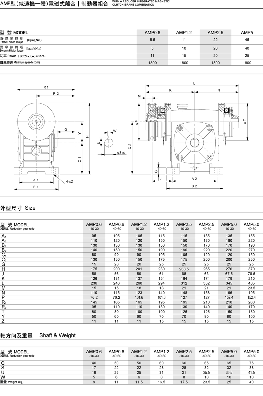 AMP型(减速机一体)电磁式离合制动器组合(图1)